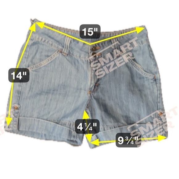 VF Jeanswear Women 8 Medium Blue Denim Pockets 100% Cotton Roll Tabs Shorts - Picture 7 of 8